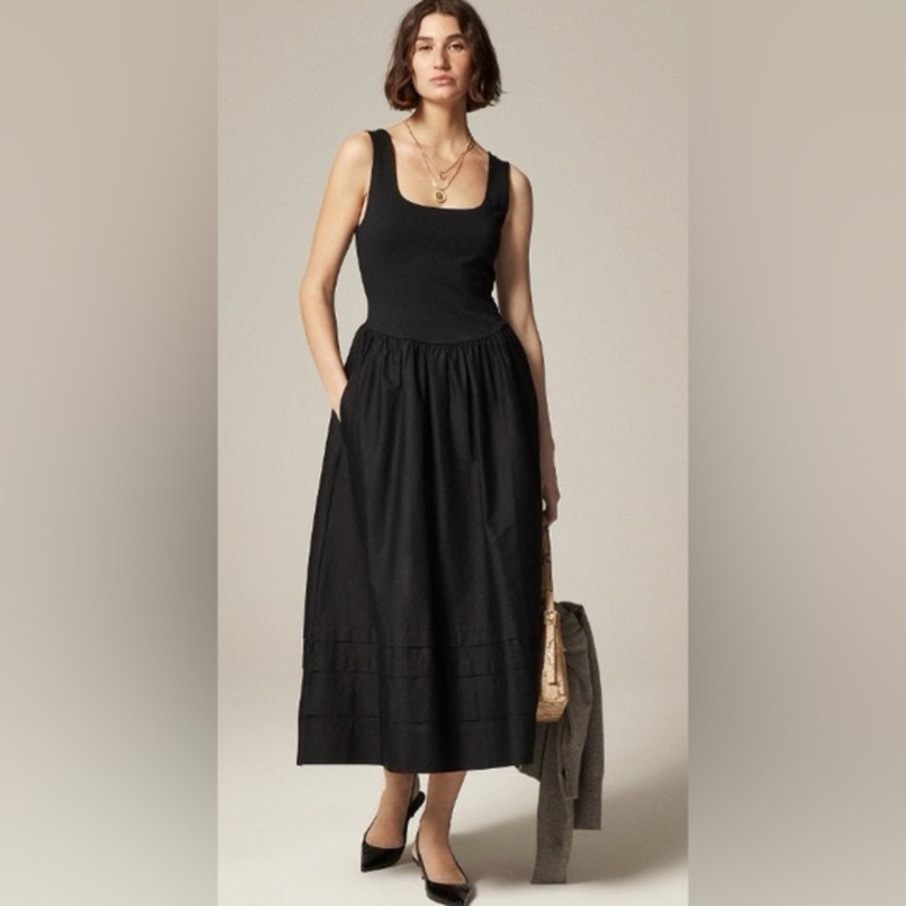 J. Crew Black Maxi Dress with Square Neck